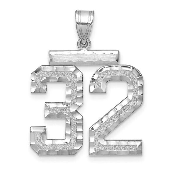 14k White Gold Varsity Collection Large D/C Pendant Number 32
